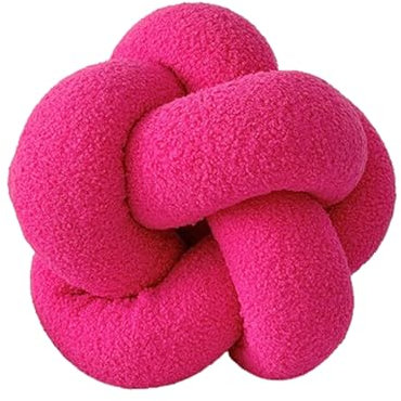 champracer Geknotetes Kissen - Rundes Wurfkissen, Plüsch Geknotetes Kissen, Heimdekoration, Sofa Dekoration (Rosenrot, 30 cm)