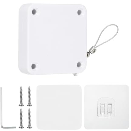 PATIKIL Ferme-porte automatique coulissant sans perçage de 1200g, ferme-porte de tempête multifonctionnel avec cordon en acier pour chambre tempête salle de bain étude, blanc