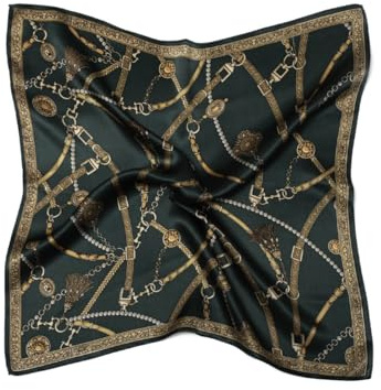 MayTree Seidentuch aus 100% Maulbeer-Seide - Quadratisch Modern Life grün 53x53 - Luxuriöses Damen Halstuch - Eleganter Bandana-Schal für Damen - Luxus und Komfort für Erwachsene