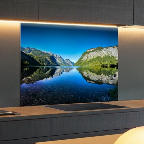 Spritzschutz Küchenrückwand Alu Matt 125 x 50 x 0,3 cm Alpen Königsee Österreich, Küchenwand Wandschutz, Herd Spritzschutz, Rückwand Küche, Pfannenspritzschutz - RUECKWAND24
