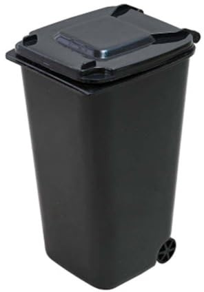 Qiebenav Small Desktop Trash Can, Mini Wheelie Paper Tin, Storage Bin, Desktop Organiser, Pen and Pencil Cup, Creative Black