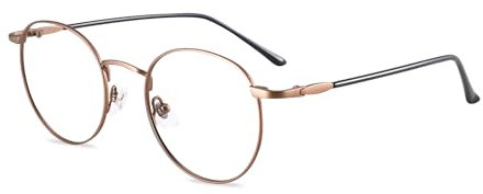 Firmoo Blaulichtfilter Brille Damen Herren Runde Anti Blaulicht Computerbrille ohne sehstärke für PC/Handy/Fernseher Anti Augenmüdigkeit Antike Bronze