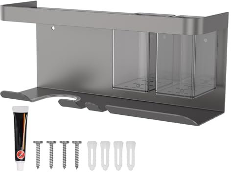 Relax love - Portasecador de pelo de aluminio para peinado, herramienta de cuidado de la herramienta, secador, estante de secador de soplo. RY(Gris)