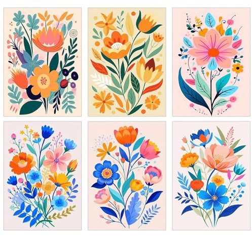 YALKIN 6 Packs Paint by Numbers Kits for Adults, Painting by Number Kits On Canvas,Without Frame DIY Color Oil Painting Acrylic Paints,Home Wall Decor 7.8x11.8in/20x30cm