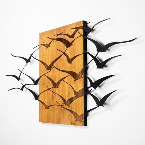 Elegant Decorative Wooden Wall Accessory, 70 x 140 cm | 50% Real Wood (3 cm) & Metal (1.5 mm) | Unique Walnut & Black Finish, Perfect for Modern Decor