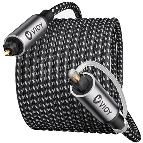 VIOY Optical Audio Cable 6M, Long Digital Fiber Optic Audio Cable, Braided S/PDIF Adat Optical Cord for Soundbar, TV, Amplifier, Home Cinema, Stereo Systems, Xbox, PS4 and More