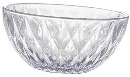 VERDANVERSE Glass Fruit Bowl Salad Bowl 20cm Crystal Diamond Pattern for Kitchen Table Fruit and Vegetable Serving