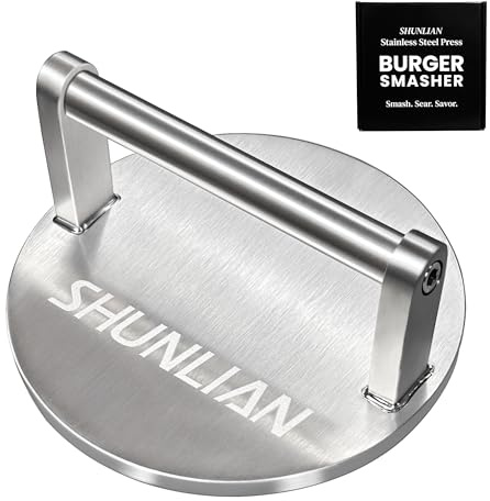 SHUNLIAN 3.1lb Smash Burger Press 6 Stainless Steel Burger Smasher Tool