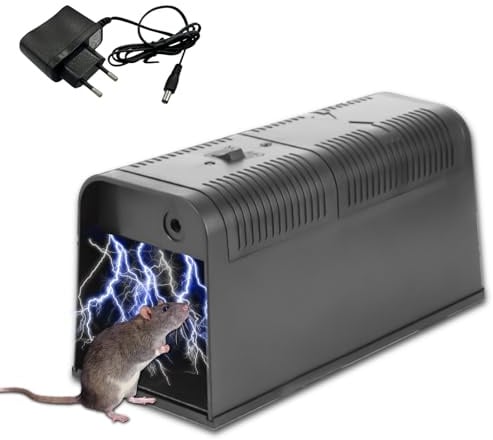 Elektrische Rattenfalle, Mausefalle Elektrisch, Extra Groß 5000V Elektrische Mausefalle, Elektronische Rattenfalle mit Adapter, Professionelle Mausefalle Geeignet für Beseitigung von Mäuse, Wühlmäuse