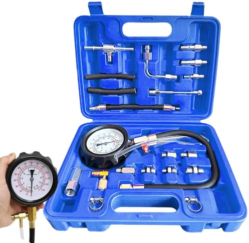 GBKDQQ 0-140PSI Manómetro de combustible Tester, Kit TU-114 de prueba de presión de combustible, probador de presión de bomba de inyección, herramienta de diagnóstico para autos, camiones y