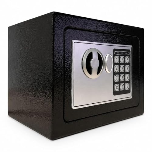 Gear4Garage Digital Safe Electronic Keypad with Failsafe Key Override Solid Steel Wall Mountable Home Safe for Cash Documents and Valuables 230 x 170 x 170mm Batteries Included