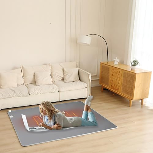 Tappetino riscaldante elettrico a infrarossi con termostato regolabile su 60 livelli, riscaldamento radiante a pavimento, ideale per l'ufficio e la casa (50 x 200 cm)