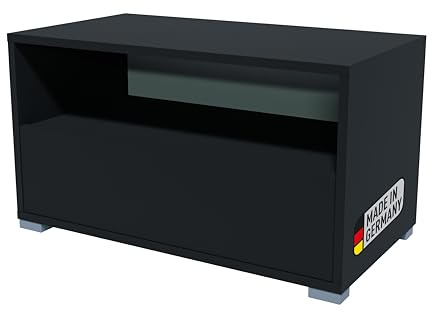BadeDu Veer Regal mit Klappentür in Anthrazit – 70 x 40 x 38 cm, 2 Fächer, Zeitloses Design und praktischer Stauraum Ideal für Wohnzimmer, Homeoffice & Kinderzimmer, stapelbar – Made in Germany