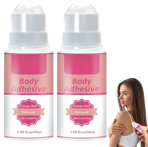 2Pcs Fashion Glue Fashion Glue Hautkleber Für Kleidung Hautkleber Für Kleidung Roll-On Kleber Kompressionsstrümpfe Unsichtbarer Wasserfester Kleintragbar Für Schultergurten Tänzer Strumpfhosen,50ml