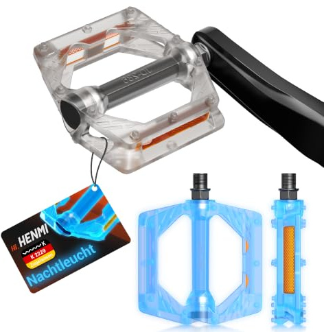 HENMI Fahrradpedale rutschfest, 9/16 Zoll | PVC Pedale, StVZO Zugelassen Reflektoren, Abgedichteten Lagern für MTB, Rennrad, E-Bike, Trekkingrad