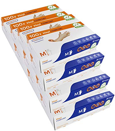 Medi-Inn+ Vinyl puderfrei Einmalhandschuhe Größe M | 1000 Stück | Vinylhandschuhe transparent in praktischer Spenderbox
