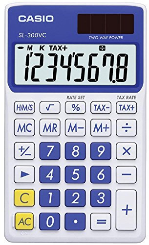 Casio SL300VC 8-Digit Display Solar Wallet Calculator, Blue (CIOSLVCBESIH)