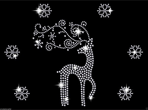 Rentier mit Schneeflocke Kristall Weihnachten Festive Eisen auf Hotfix Aufnäher