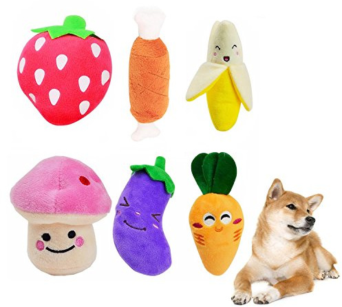 Emwel Small Dog Toys Squeaky Dog Toys Pets Squeaky Toy, 6 PCs Plush Puppy Toys for Small Medium Dogs