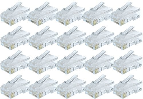 rhinocables - RJ45 Connectors | Cat5e Ethernet Plug Crimp Ends | Secure 8-Pin Design | Universal Compatibility | Easy Installation | Suitable for Network Applications, Gold, 20 Pack