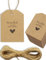 HOMETOOLS.EU® 100 Kraftpapier Geschenk-Anhänger, Papier-Schilder Made with love, mit Jute-Schnur, 5,5 x 4 cm,