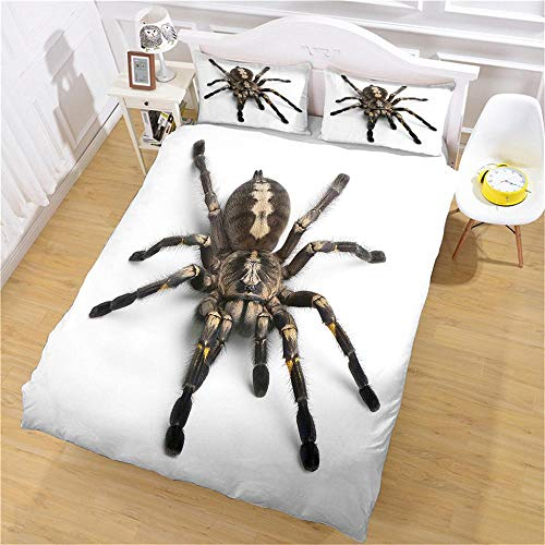 LiYiAT Bettwäsche 135X200 cm mit Weich Atmungsaktiv Große Spinne Bettwäsche Set 3 Teilig 1 Mikrofaser Bettbezug mit Reißverschluss und 2 Kissenbezüge 80 X 80cm für Kinder Erwachsene