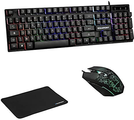 Gamer-Tastatur – Set mit Tastatur und Maus – Gamer – Gaming-Tastatur – Gaming-Paket: Tastatur + optische Maus + Mauspad