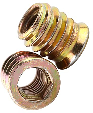 Insert bois M6, 20pcs Écrous à visser, Douille hex à visser, Écrou hexagonal fileté en alliage de zinc, Écrou à tête pour meubles (M6 x 10 mm)