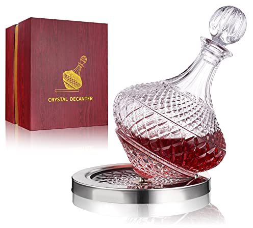 Paysky Decanter per Vino Rotazione 360° Rosso Caraffa Aeratore in Vetro 50oz,Lead Free Crystal Premium Dekanter
