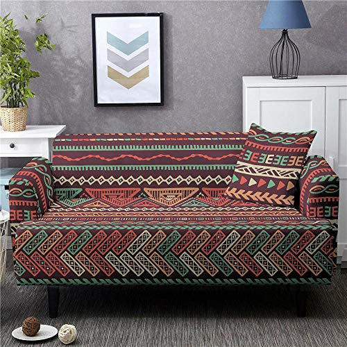ZAHHYG Sofabezug Ecksofa Brauner Ethno-Stil Sofaüberwurf Sofa Überzug Stretchy Couchbezug Sofa Bezug Ecksofa Überwurf Sofabezüge Antirutsch Sofahusse Jacquard Sofaüberzug 4 Places (235cm-300cm)