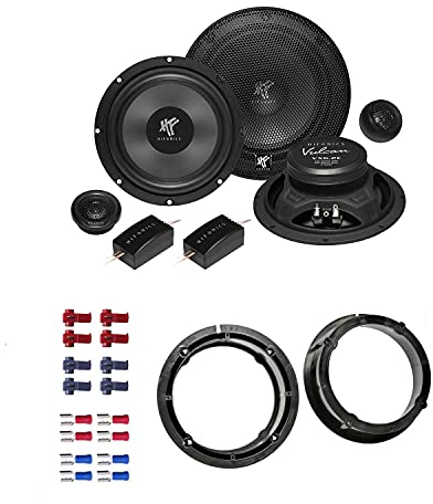 Hifonics VX 6.2E Lautsprecher mit Einbauset passend für VW Volkswagen Golf IV 1997-2003 Türen vorne/hinten 400 Watt 165mm 2 Wege Kompo