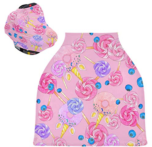 Caramelos De Azúcar Rosa Unicornio Cubierta de Lactancia Materna Asiento de Bebé Cubierta de Cochecito Transpirable Carros de La Compra Cubierta para Niños Niñas