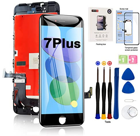 EFAITHFIX for iPhone 7 Plus LCD Screen Replacement 5.5 Inch 3D Touch Screen Digitizer Full Assembly Display with Repair Tools Kit+Waterproof Adhesive+Tempered Protector for A1784, A1785, A1661 (Black)