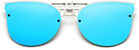 Long Keeper Polarised Clip-on Sunglasses – Trendy Cat Eye Clip on Sunglasses Over Prescription Glasses Anti Glare UV400 for Women Men