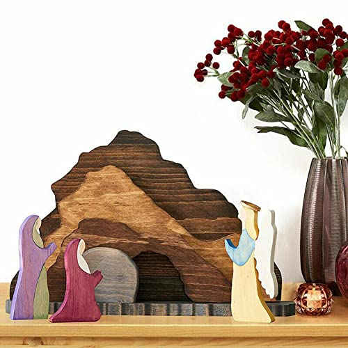 SPORTARC Ostern Holz Krippe Set Auferstehungsszene Holz Dekor Kreuz Home Ornament
