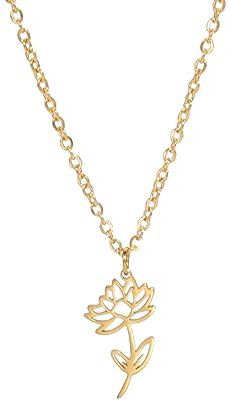 kkjoy Edelstahl Geburtsmonat Blume Halskette 12 Monate Geburtstag Blume Anhänger Halskette Beste Freund Halskette Schmuck für Frauen Mädchen