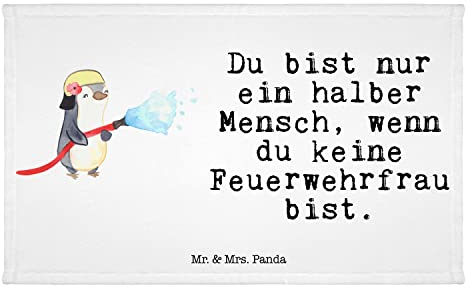 Mr. & Mrs. Panda Gäste Handtuch Feuerwehrfrau Herz - Geschenk, Kollege, freiwillige Feuerwehr, Brandschutz, Kinder Handtuch, Reisehandtuch, Frottier,