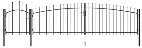 Festnight Doppeltor Gartentor 500x100 cm Doppelflügeltore Gartentür Metall Zauntor Hoftor Tür Abschließbar Zauntür Tor Gartenpforte mit Pfosten Einfahrtstor Hoftür Stahl, Schwarz