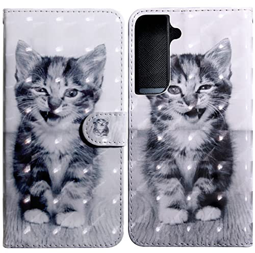 Rapuled Compatible with Samsung Galaxy S22 Case, Flip Shockproof PU Leather Wallet Phone Cover 3D Phone Case with Stand Magnetic Gel Silicone Bumper Back Slim Fit Case for Samsung S22 (Cat 4)
