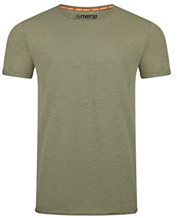 riverso Tshirt Herren Regular Fit RIVLenny Rundhals Kurzarm Sommer Tee Shirt leichte Baumwolle Flammgarn Einfarbig Grün XXL, Größe:XXL, Farbe:Washed Olive