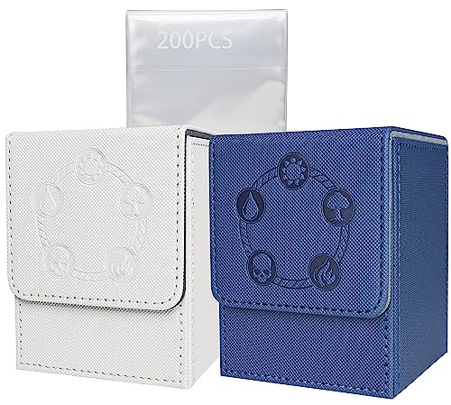 AFIING MTG - Caja de almacenamiento para tarjetas MTG Commander, se adapta a más de 100 tarjetas con funda, funda de piel sintética, fuerte imán para Magic Commander TCG, incluye 100 soportes para