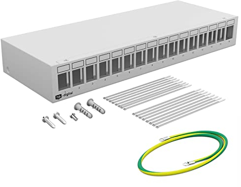 HB-DIGITAL Boîtier de panneau de brassage 16 ports pour modules Keystone : prise RJ45, prise RJ11, IEC mâle/femelle, connecteur F, USB-C USB-A BF/AF, HDMI, borne de borne filetée BNZ, connecteur RCA |