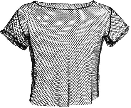 LOVETRENDS Mens Black Mesh Top - Small - Mens Fishnet Mesh Crop Top Short Sleeve String Tank Vest Muscle Clubwear Pride