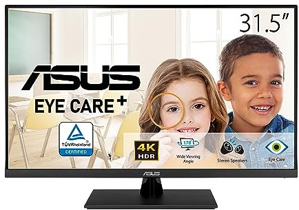 ASUS 31.5 4K HDR Eye Care Monitor (VP327Q) - UHD (3840 x 2160), 99% sRGB, HDR-10, Adaptive-Sync, Speakers, DisplayPort, HDMI, Flicker-Free, Blue Light Filter, Mount