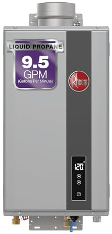 Rheem RTG-95DVLP-3 High Efficiency Non-Condensing Indoor Tankless Liquid Propane Water Heater 9.5 GPM, 199,900 BTUs