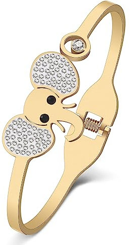 NEWEI Elefant Armband Geschenke für Damen Mädchen Cute Elefanten Armbänder Armreif Edelstahl Elephant Schmuck Dekor Geburtstag Glücksbringer Charms (18k Gold Überzogen A)