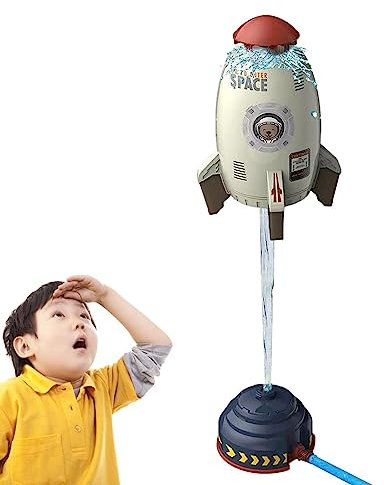 Fowybe Rocket Ship Sprinkler | Space Rocket Sprinkler with 360 Degree Rotation,Summer Splashing Fun Toys Rocket Sprinkler for Outdoor Water Play, Water Pressure Control Flight Altitude