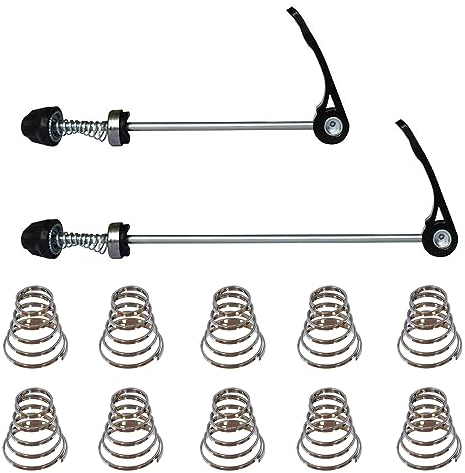 Yuauy Bicycle Quick Release Skewers Axle Front Rear Skewers Steel Wheel Rod +10 pcs Spring Replacements for Mountain Bike Road Bike Black