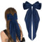 WLLHYF Barrettes à gros nœud à longue queue en ruban français - Épingles à cheveux en satin doux et soyeux - Accessoires des années 90 pour fête, Saint-Valentin, femme et fille (bleu marine)
