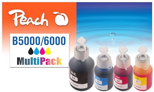 Peach B5000/6000 Spar Pack Druckerpatronen (BK, C, M, Y) ersetzt Brother BT5000, BT6000 für z.B. Brother DCPT 300, Brother DCPT 500 W, Brother DCPT 700 W, Brother MFCT 800 W